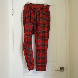 Wide leg tartan trousers